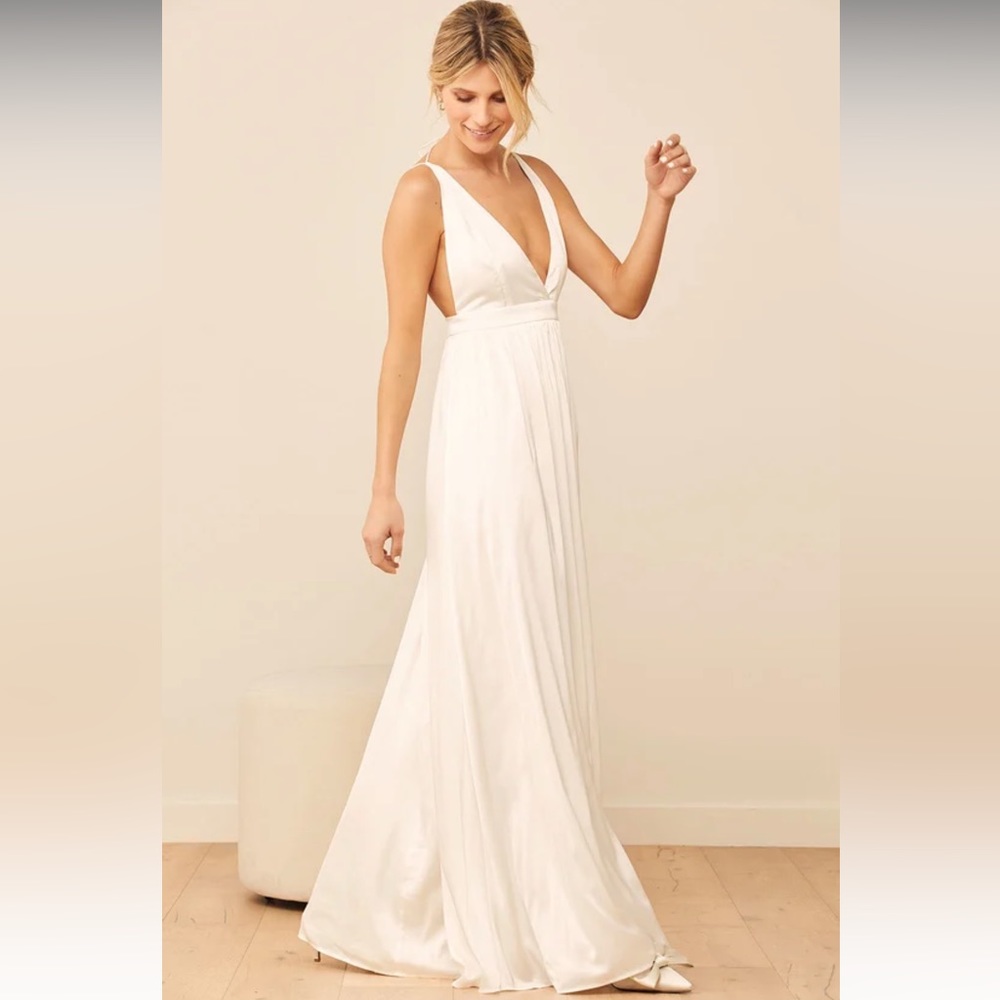 Lulus “This is real love” White Satin maxi dress